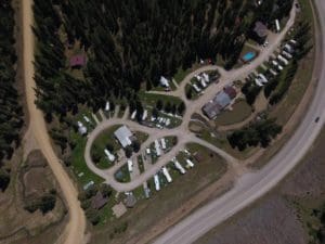 Aerial view of RV camping sites